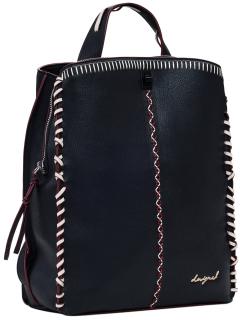 Tagesrucksack Manhattan Desigual schwarz Sumy Pespuntes Ziernähte rot