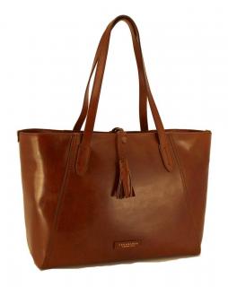 The Bridge Shopper Ledertasche Braun Cognac Fransen