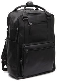 The Chesterfield Brand schwarzer Lederrucksack mit Laptopfach Calden Black