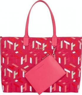 Tommy Hilfiger Iconic Tote Mono Business Shopper auffällige Stickerei Pink