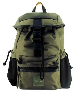 Tommy Hilfiger Signature Flap Backpack Casual Tagesrucksack Army Grün