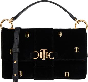 Tommy Hilfiger Überschlagtasche Black TH Club Crossover Velvet Schwarz Samtoptik