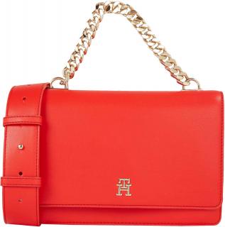 Tommy Hilfiger Überschlagtasche TH Refined Med Crossover feurig rot Kette goldfarben