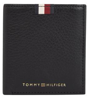 Trifold Herrenbörse Premium Leder Tommy Hilfiger Black genarbt