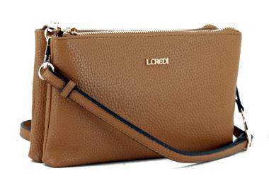 Zweigeteilte Abendtasche L.Credi Cognac Anhänger Ella