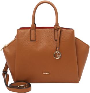 auffällige Kurzgrifftasche L.Credi Kira Cognac braun
