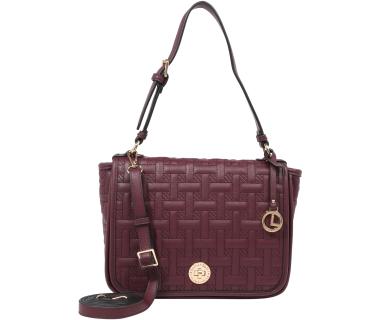 außergewöhnliche Überschlagtasche Drehverschluss L.Credi Jutta Aubergine