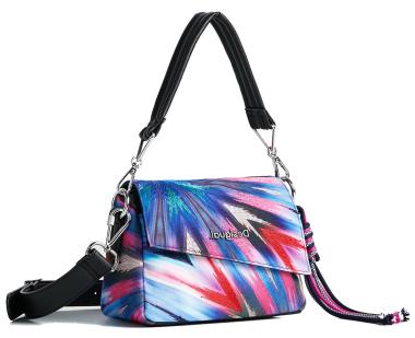 bunte Schultertasche Phuket Mini Desigual Blue Stickapplikation