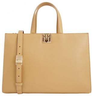 dunkelbeige große Kurzgrifftasche Reset Tommy Hilfiger