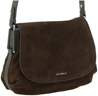 dunkelbraune Saddle Bag Velours Coccinelle Rebekka Suede