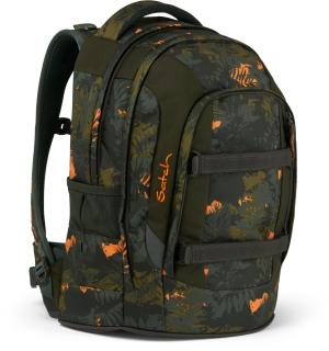 dunkelgrüner Schulrucksack Dschungelprint Jurassic Jungle Satch pack