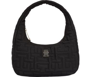 edle Nylontasche Tommy Hilfiger Chic Shoulder Bag Unterarmtasche Black Steppdesign