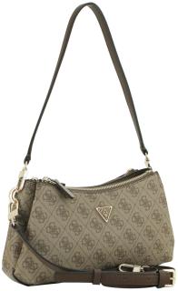 elegante Abendtasche Guess Noelle II Mini Latte Logo 4G-Print braun