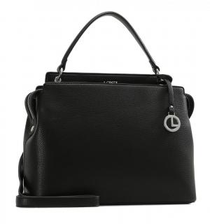 elegante Damen Kurzhenkeltasche Fabienne L.Credi zweigeteilt schwarz