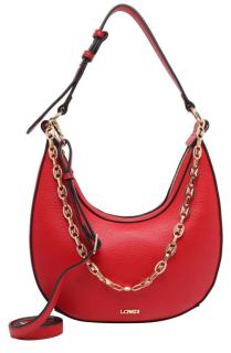 elegante Hobo Tasche L.Credi Munich Hilde Kettenglieder Rot Mohn