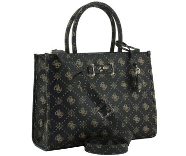 elegante Kurzgrifftasche Satchel Silia Aspresso Logo dunkelbraun