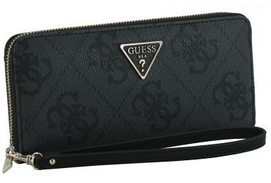 elegantes Damenwallet schwarz grau Laurel II Coal Logo Guess