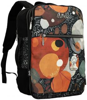 erweiterbarer Reiserucksack Anekke Alma Alegria orange schwarz Laptop