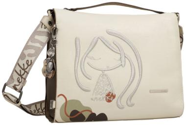 geräumige Damentasche Anekke beige Stickerei Webband Sophia Gaia