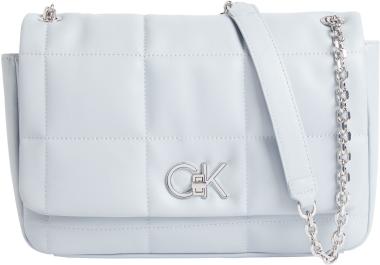 geräumige Damentasche mit Überschlag Calvin Klein Re-Lock Quilt Pearl Blue