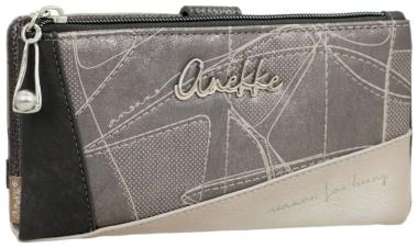 große Geldtasche Anekke Sophia Auralis Metallic grau beige Ziernähte
