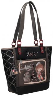 große Henkeltasche Anekke schwarz Paris Mademoiselle silber