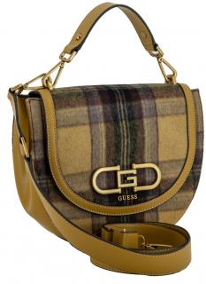 karierte Überschlagtasche Guess Fleet Mustard Multi 