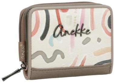 kleine Anekke Geldtasche farbenfroh Muse metallic Olympia stilisiert beige