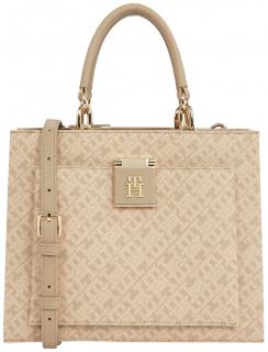 kompakte Tommy Hilfiger Kurzgrifftasche Monogramm beige