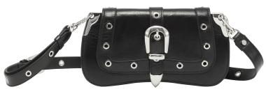 rockige Überschlagtasche Luna Rivet Glossy schwarz Les Visionnaires