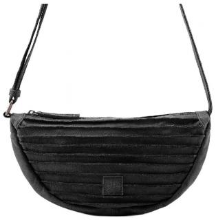 schwarze FREDsBRUDER Crossovertasche Riffel Halfmon Leder