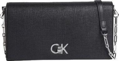 schwarze Umhängetasche mit Leinenstruktur Calvin Klein Mini Chain Black