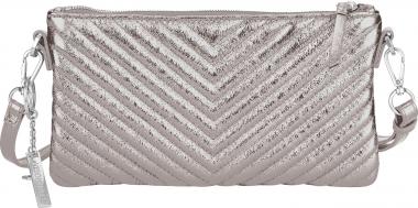silberne Pochette Steppoptik Leder Alice Quilting Metallic Silver