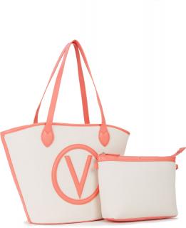 sommerliche Henkeltasche Bast Natur Coral Valentino 
