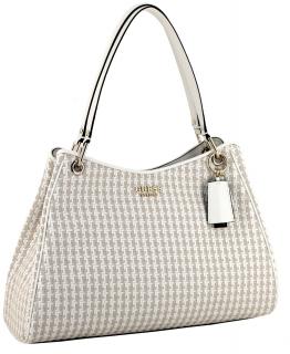 sommerliche Henkeltasche Flechtoptik Guess Mirema White Multi beige