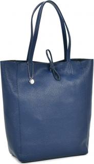 sportliche Totebag italienisch Caleidos Leder Din A4 Lederband Jeansblau