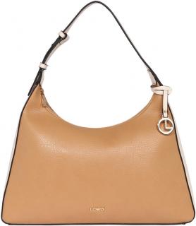 zweifärbige Damen Schultertasche L.Credi Munich Ilma Hobobag Nature Camelbraun Beige