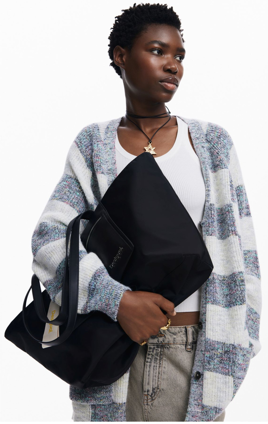 Shopper Tasche Desigual Tasche Schwarz Nieten Cahuil Shopper