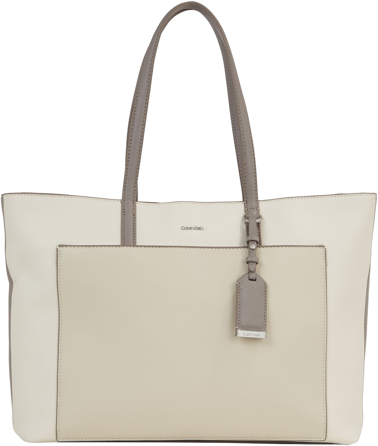 Calvin Klein Shoppertasche Color Block beige taupe Anhanger