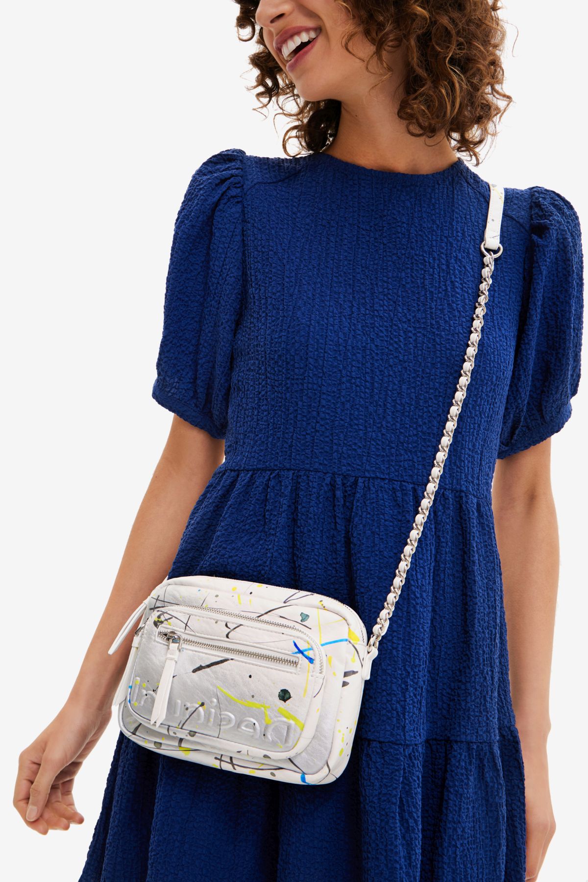Camera Bag Desigual Silver Splat Cambridge Mini weiB Farbklekse