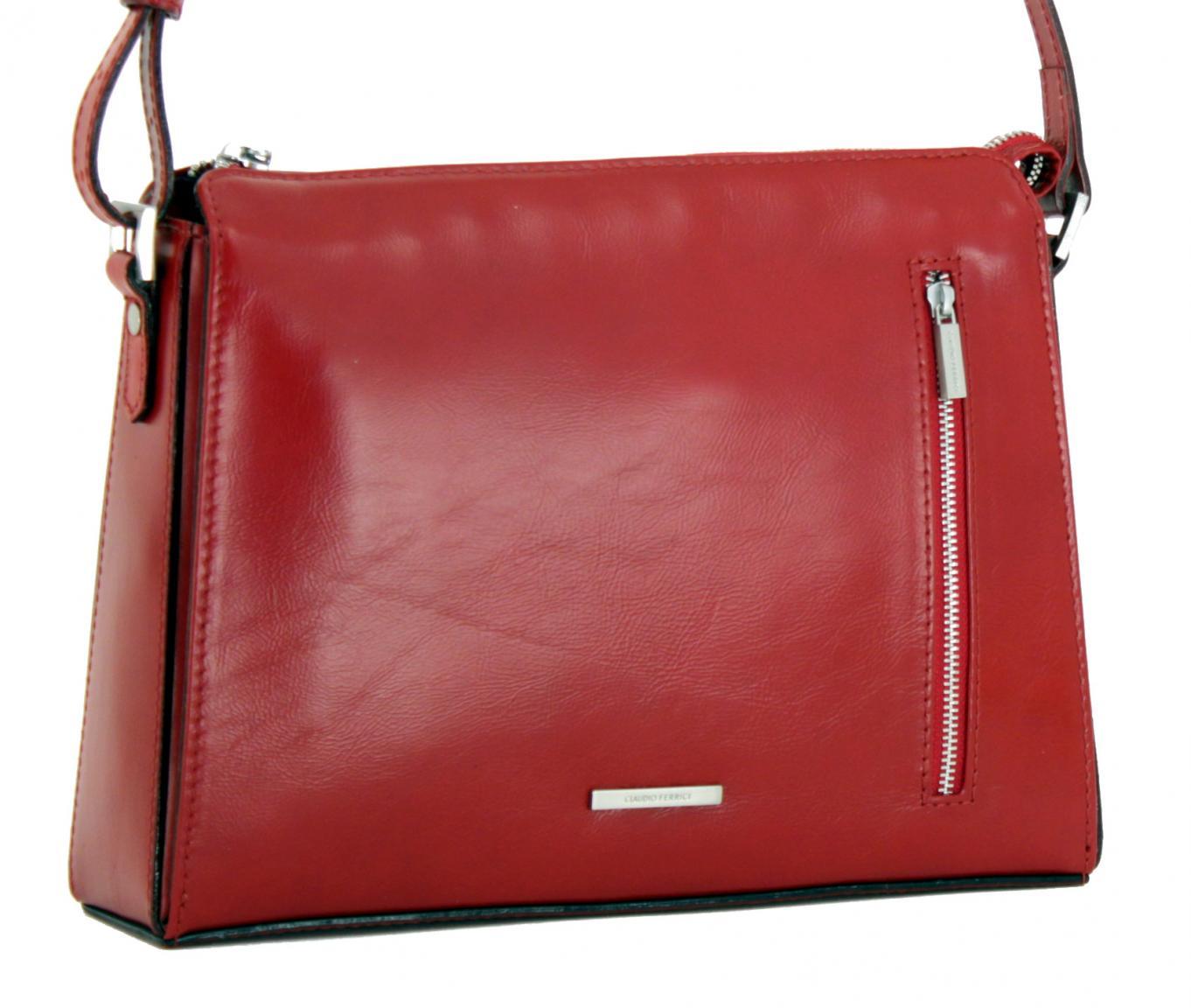 Claudio Ferrici Crossover Tasche Red rot Leder