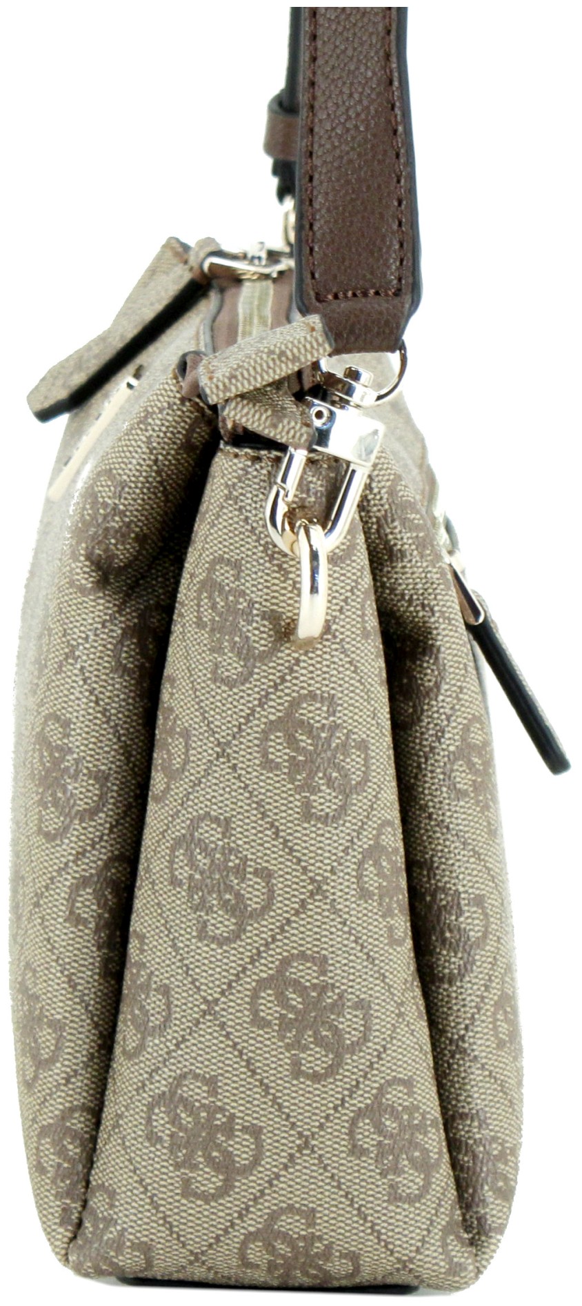 Guess Noelle Coal Logo dreigeteilte Crossovertasche grau schwarz