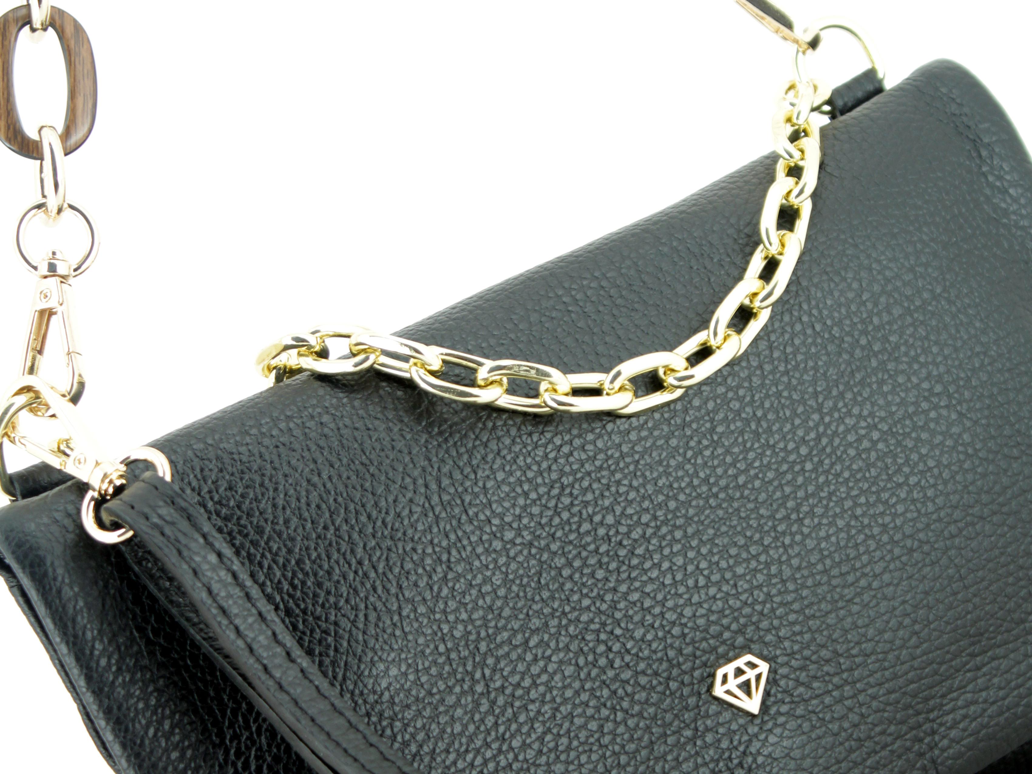 Handtasche Caleidos metallisch Kettenriemen Echtleder silber