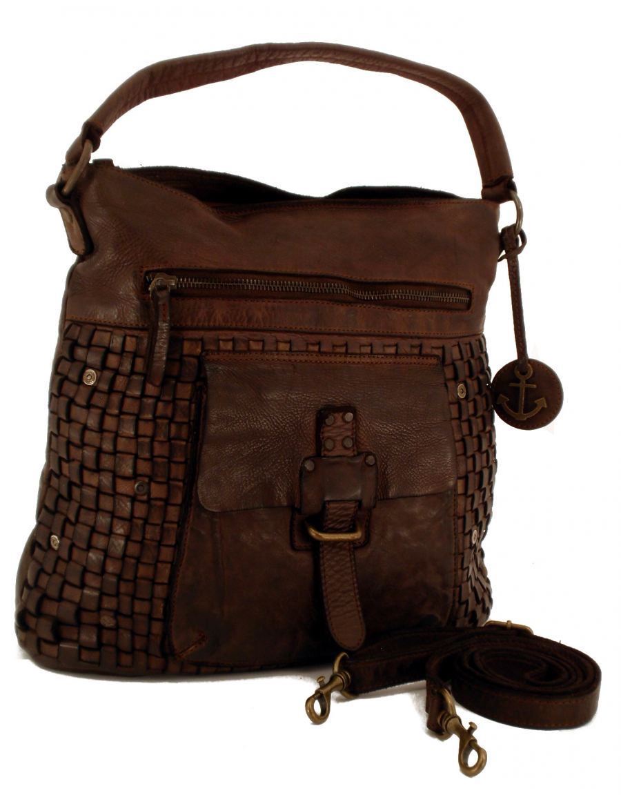 Harbour 2nd Flecht-Handtasche Iris aus Rindleder braun