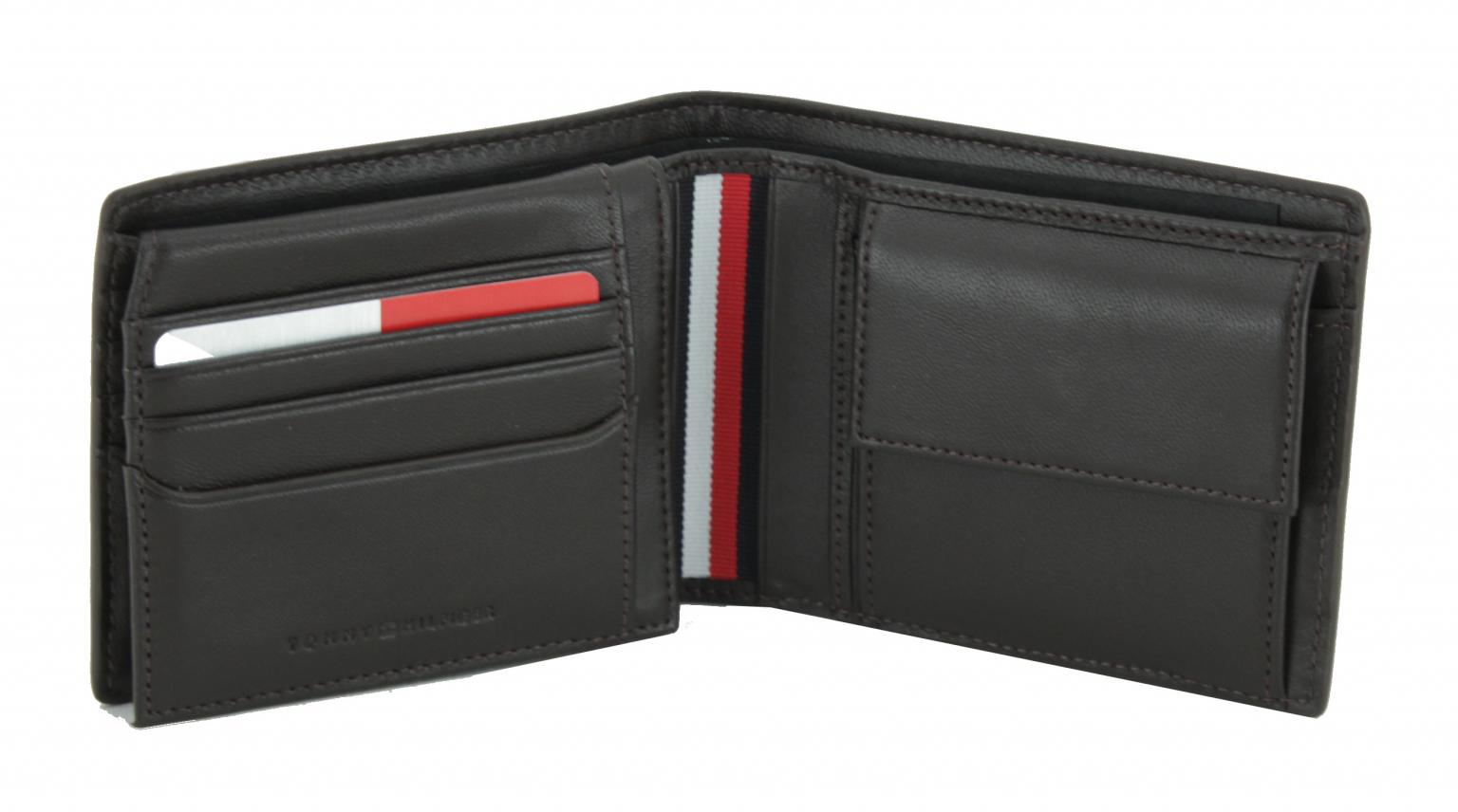 Herren Portmonee Tommy Hilfiger Metro CC Flap and Coin Braun RFID 
