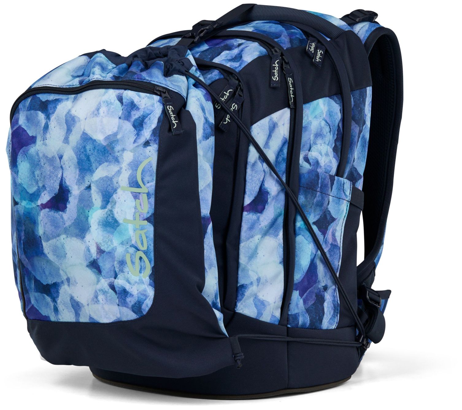 Satch Schulrucksack Zugbänder Crossed Blue recycelt blau verstellbar