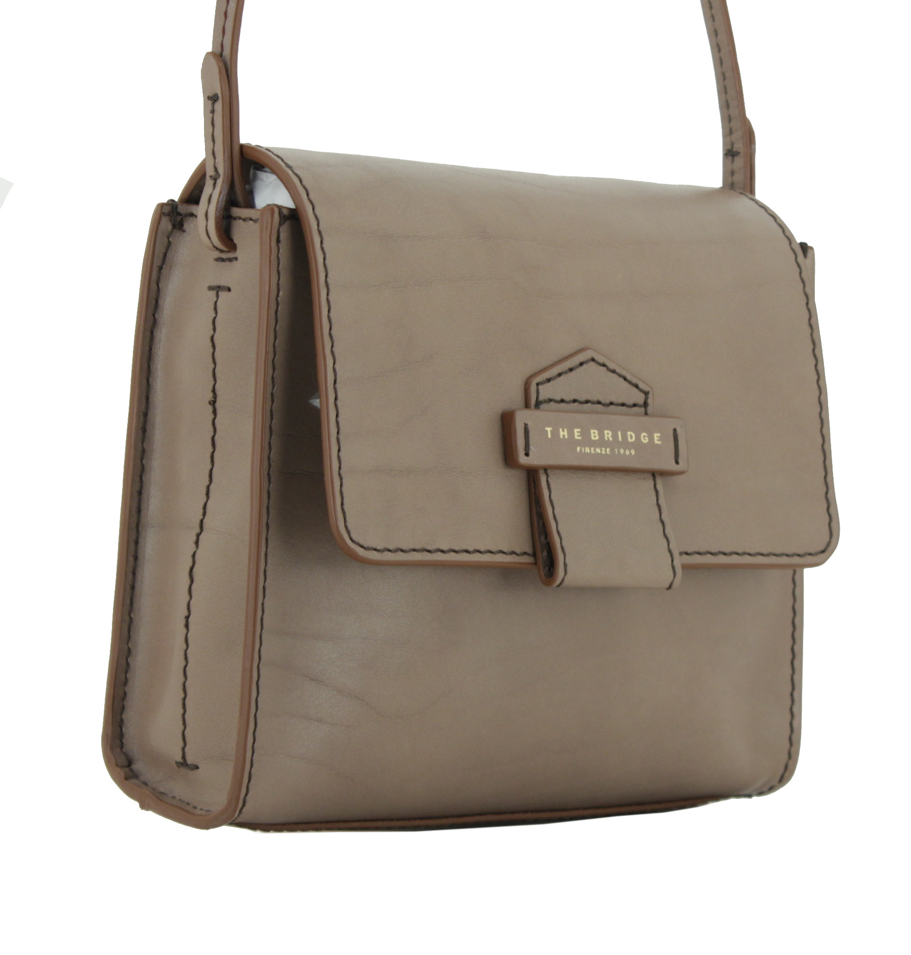 Schultertasche Mit Uberschlag Taupe The Bridge Cernaia Tortora