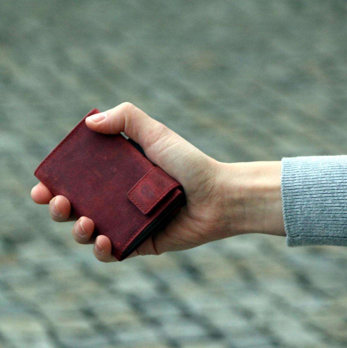 Multicolor Kreditkartenetui in Leder mit Laschen Verschluss DuDu Rot 
