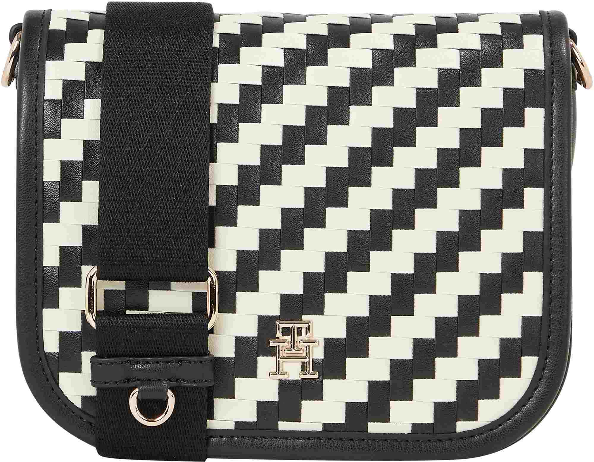 Tommy Hilfiger Uberschlagtasche gewebt TH City Crossover Woven schwarz weiB