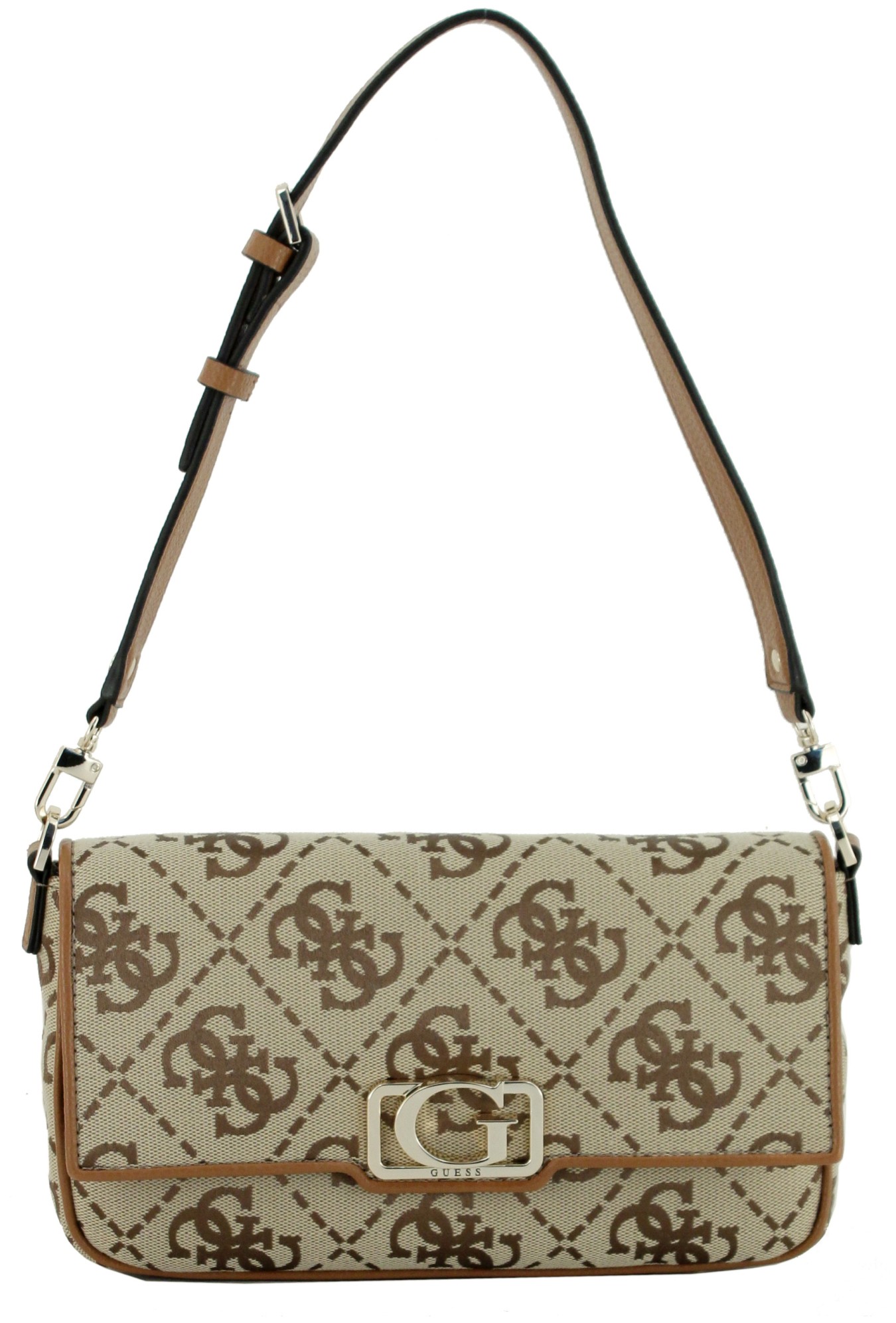 Überschlagtasche Jacquardgewebe braun beige Guess Circe Shoulder